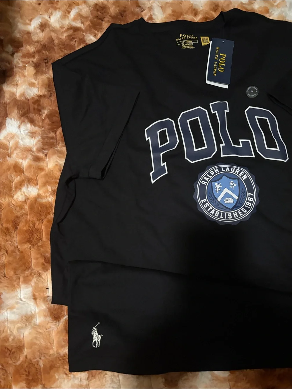 Polo by Ralph Lauren Black Tee with Navy and White Logo